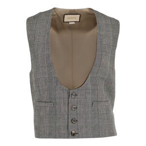 Gucci Wool Blend Plaid Vest Multi Mens